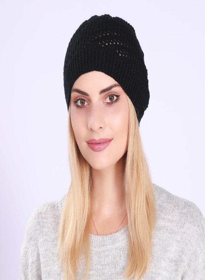 ROBOHOOK Crochet Hats for Women Hollow Elastic Crochet Beanie Loose Mesh Summer Beanies,Hand-Knitted Knit Hats,Soft and Breathable for Womens (Black) - Image 4